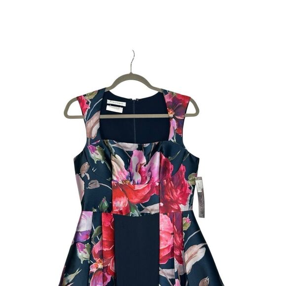 Kay Unger Navy Blue Floral Formal Walk Through Jumpsuit Gown| Size 6 - Picture 2 of 10